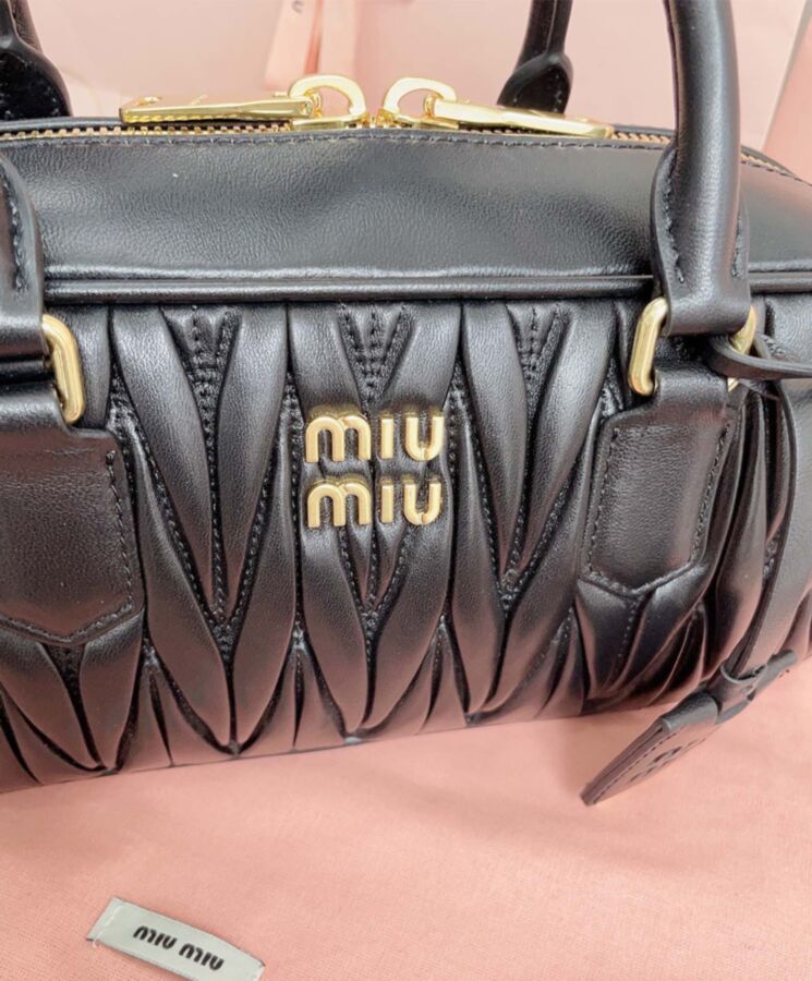 Miu*miu Matelasse Nappa Leather Top-handle Bag 5BB148 Black