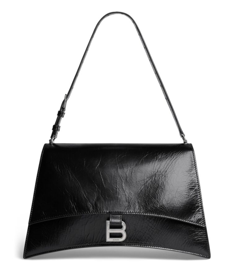 Balen.ciaga Crush Medium Sling Bag Black