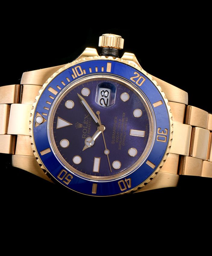 Ro.le.x Gold Submariner Watch Blue