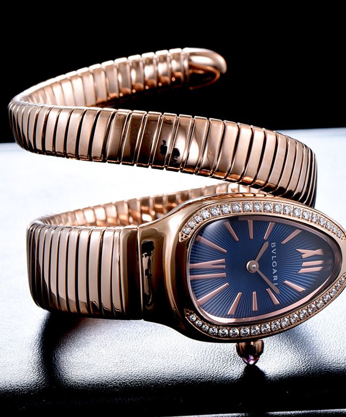 Bvl.gar 18ct rose-gold, Diamond Watch Blue, Luxury timepiece, Quartz movement