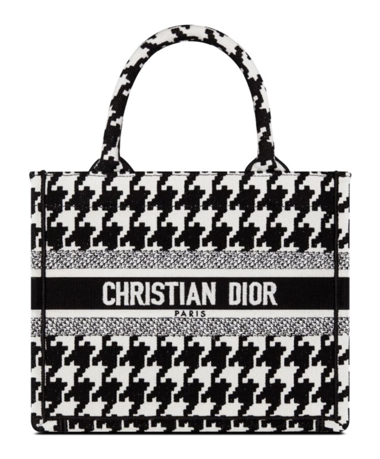 Di.ar Small Di.ar Book Tote, Di.ar Aesthetic, Maria Grazia Chiuri, Black and White Houndstooth, Di.ar PARIS Signature