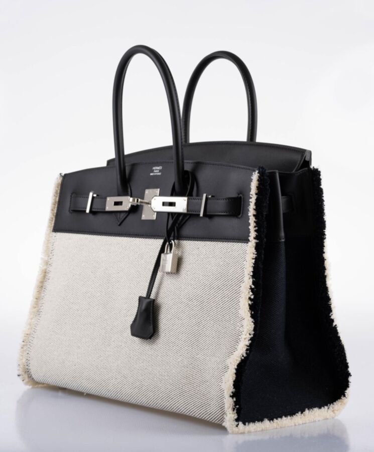 Her..mes Birkin 35 Fray Bag Black