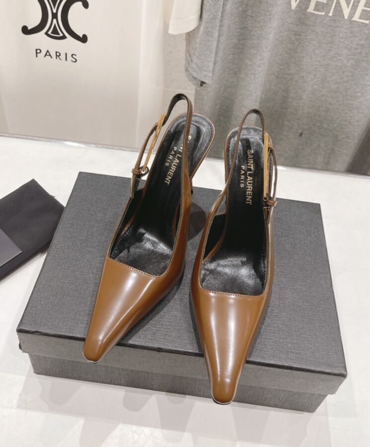 Saint.Lau.rent Women’s Lee Slingback Pumps In Glazed Leather