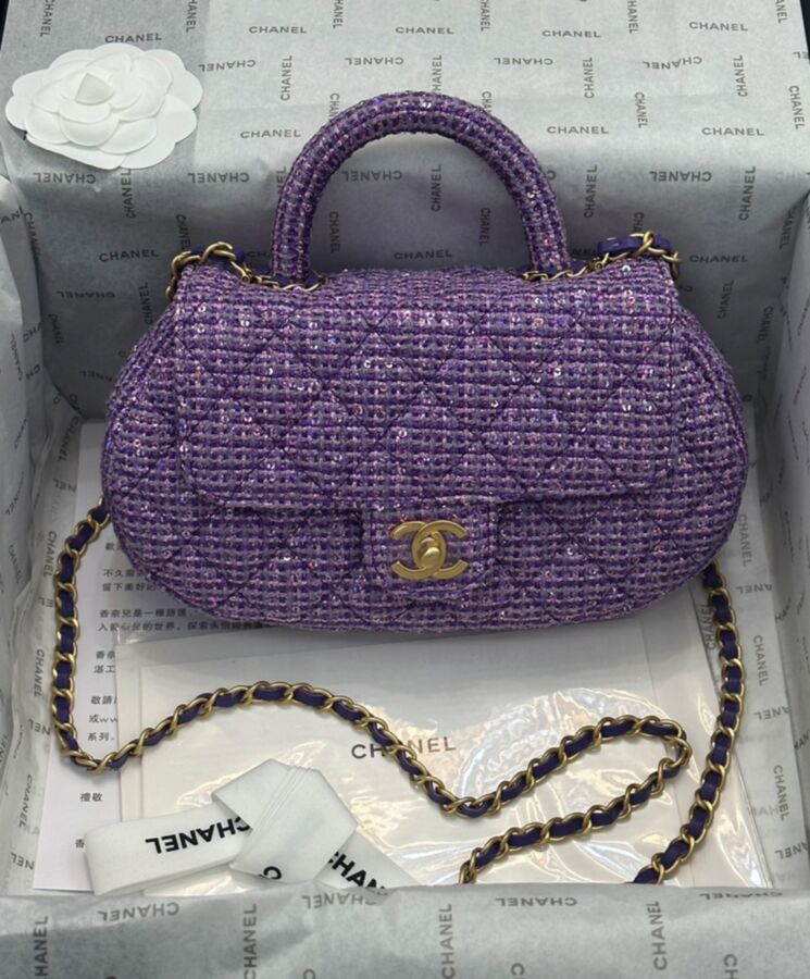 Cha.nel Small Bag With Top Handle AS4573 Purple