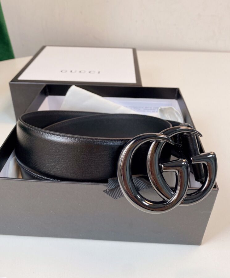 G.U.C.C GG Marmont Thin Belt Black