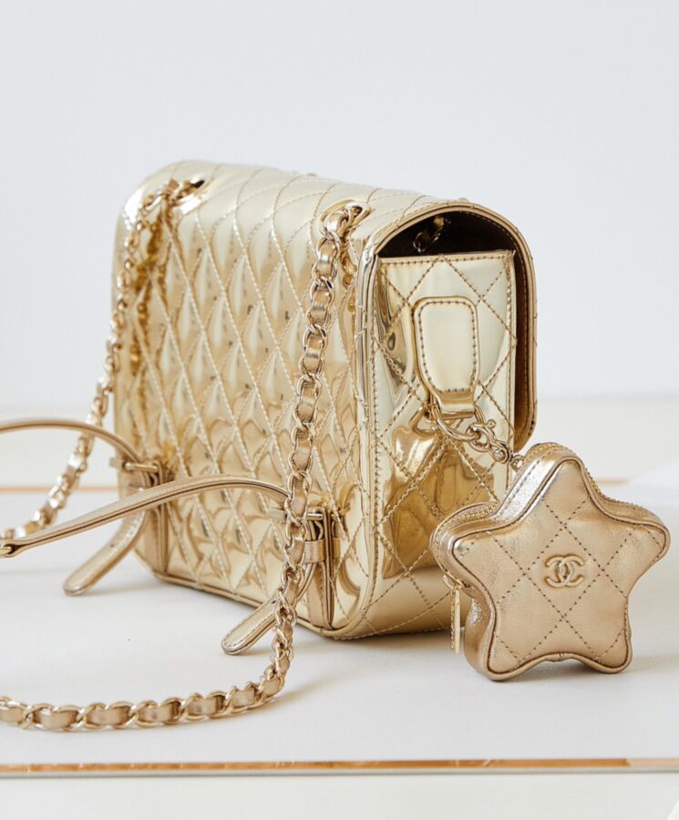 Cha.nel Backpack & Star Coin Purse AS4649 Golden