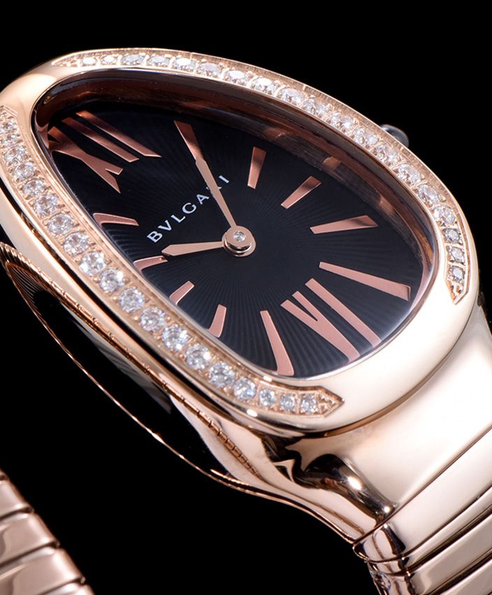 Bvl.gar 18ct rose-gold, Diamond watch, Quartz movement, Brilliant-cut diamonds