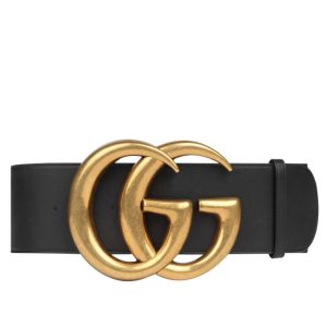 G.U.C.C Leather belt, Double G buckle, Black leather belt, Luxury belt, Designer accessory