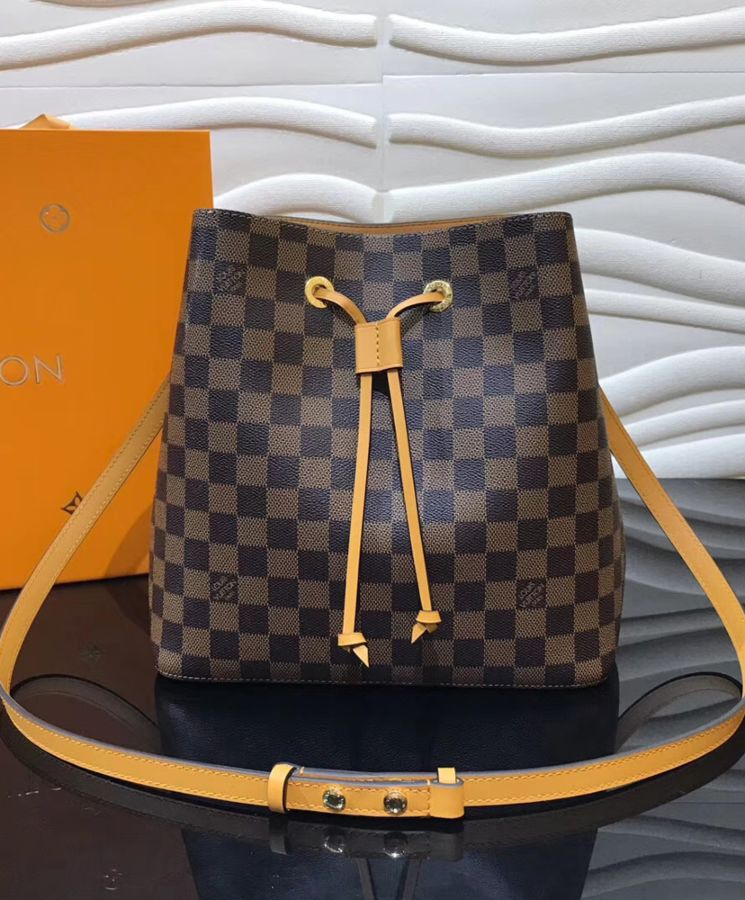 L.*V NeoNoe, Damier Ebene Canvas, Luxury Bucket Bag