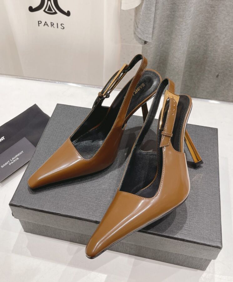 Saint.Lau.rent Women’s Lee Slingback Pumps In Glazed Leather