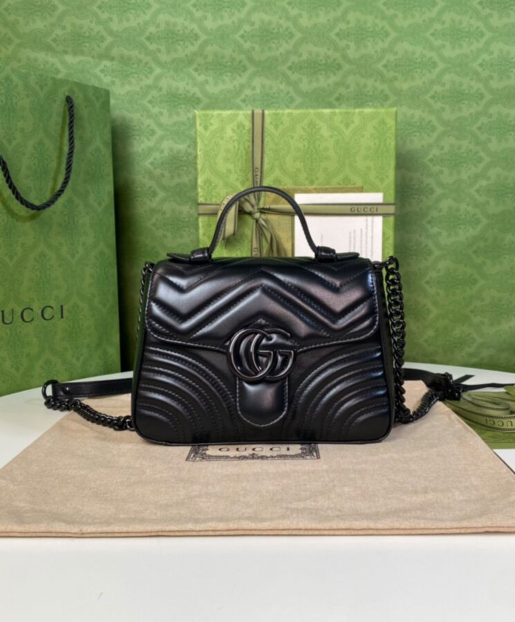 G.U.C.C GG Marmont Mini Top Handle Bag Black