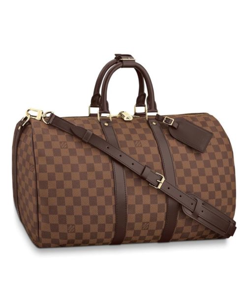 L.*V Keepall, Luxury Travel Bag, Damier Ebene Canvas, Overnight Duffle Bag