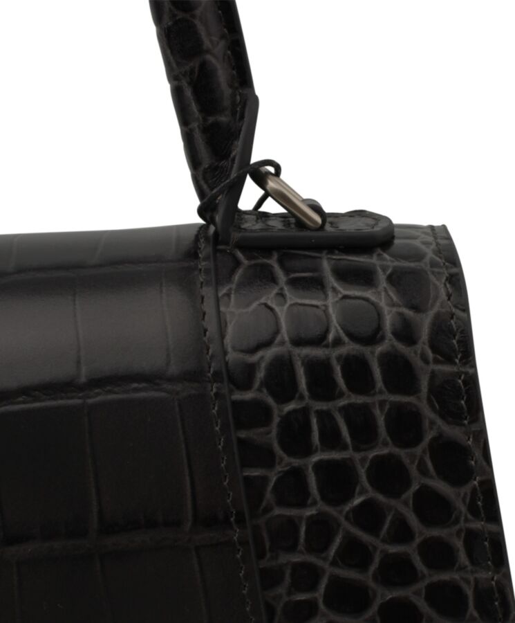 Balen.ciaga Hourglass Small Embossed Bag Black