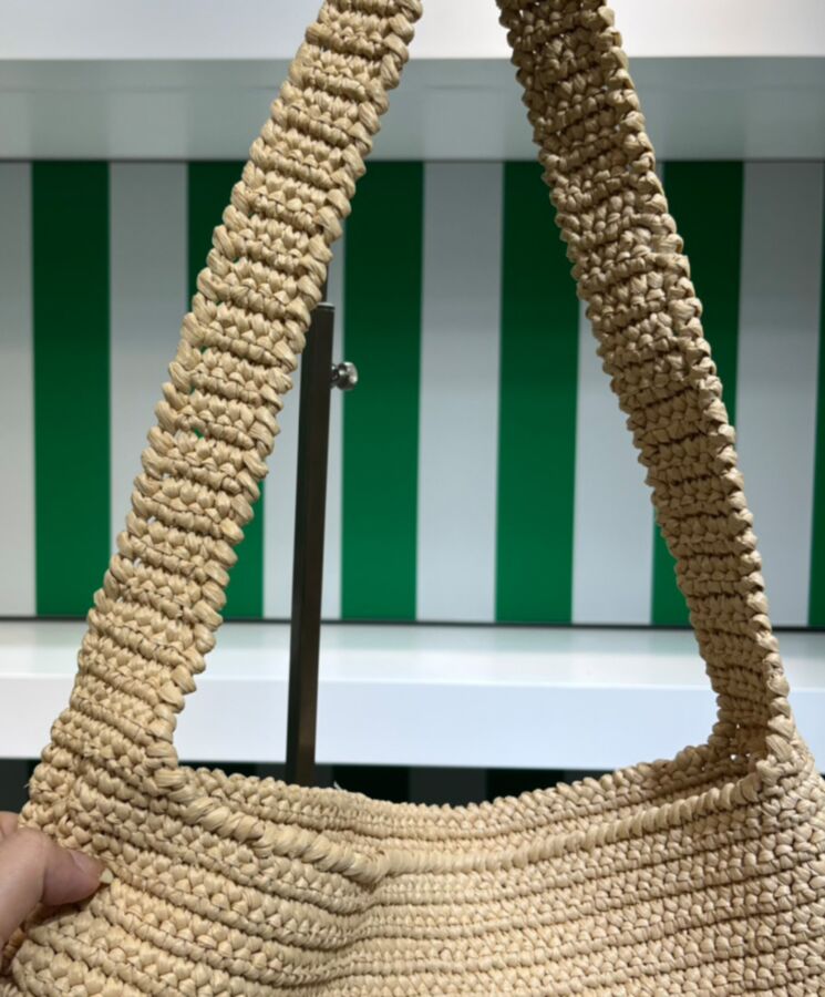 Pra.-da Crochet Tote Bag 1BC182 Apricot