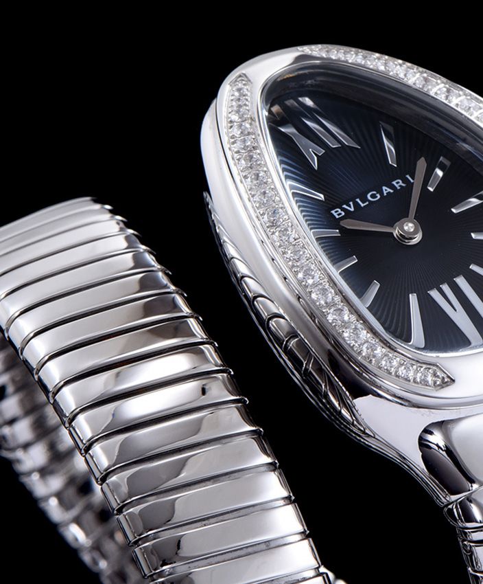 Bvl.gar Sliver tone, Stainless Steel Diamond Watch, Luxury Timepiece