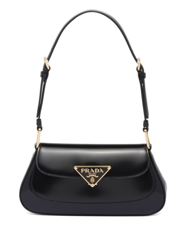 Pra.-da Brushed Leather Shoulder Bag 1BD345 Black