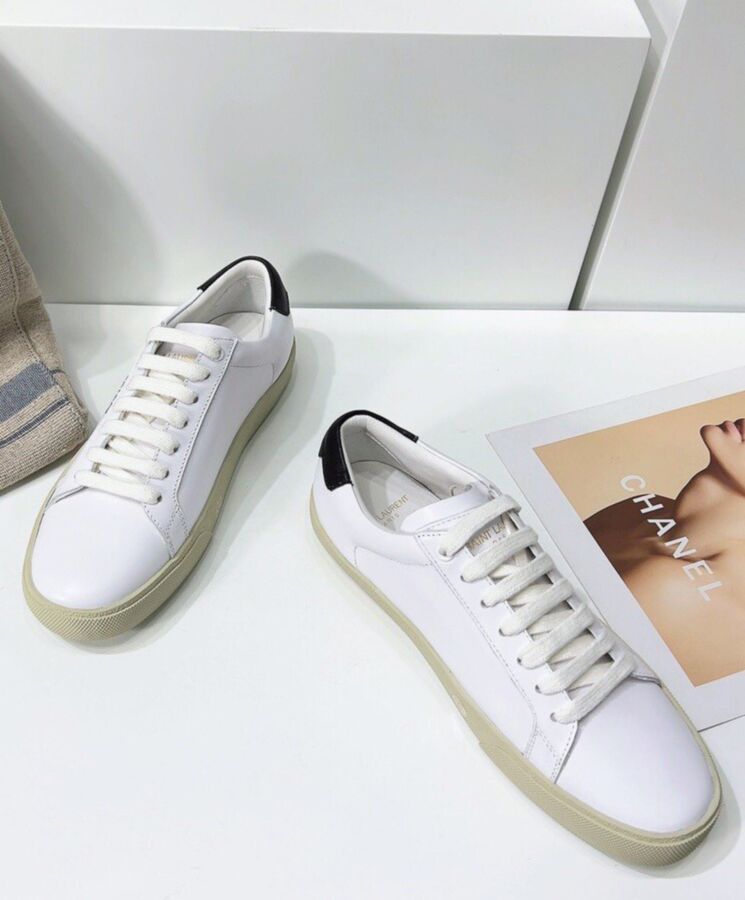 Saint.Lau.rent Unisex, Court Classic SL/06, Embroidered Sneakers, White Leather Sneakers