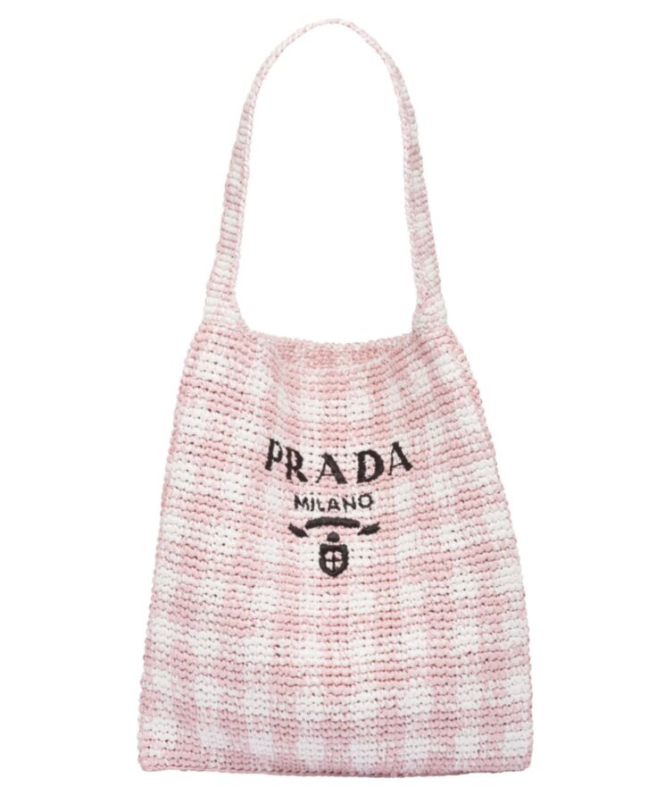 Pra.-da Crochet Tote Bag 1BC182 Pink