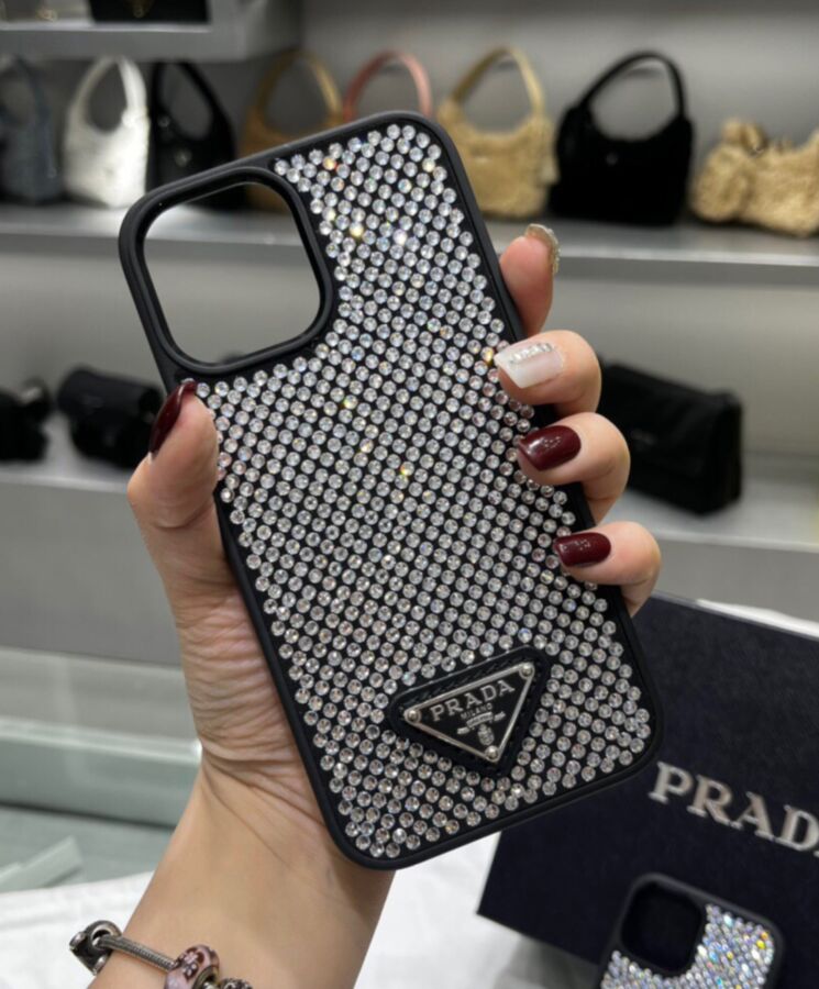 Pra.-da Crystal-studded iPhone Cover 1ZH133 Black