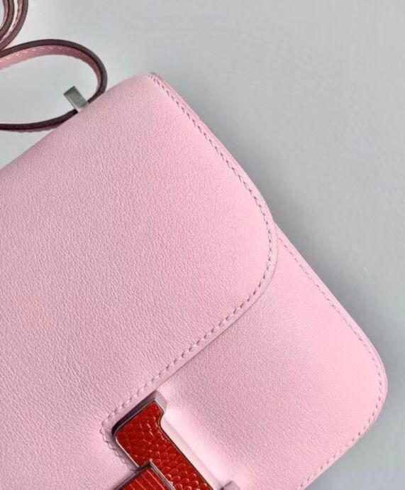 Her..mes Constance 18 Mini Bag Swift Leather Lizard Buckle Pink