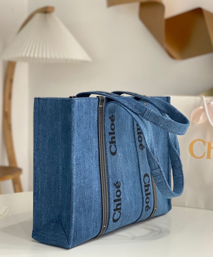 chl.oe Large Woody, chl.oe tote bag, luxury tote bag, denim tote bag, replica bags chl.oe