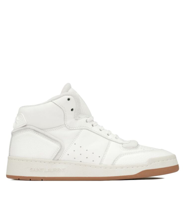 Saint.Lau.rent Women’s Sl/80 Mid-Top Sneakers In Smooth And Grained Leather Cream