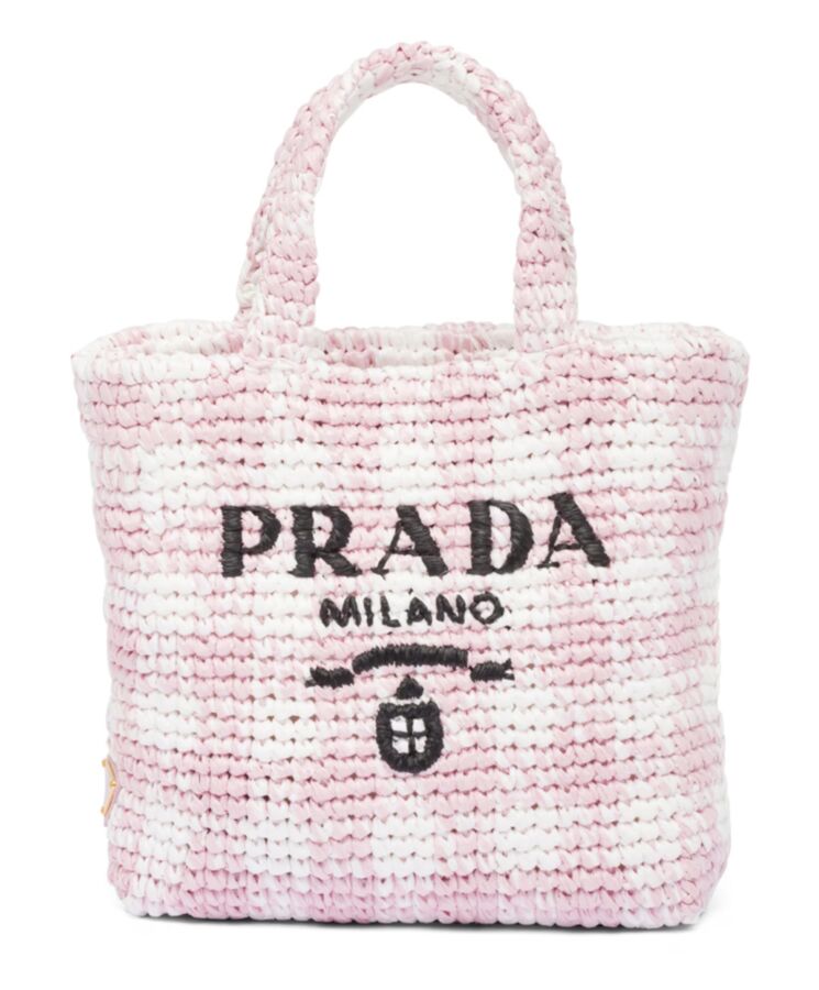 Pra.-da Small Crochet Tote Bag 1BG422 Pink