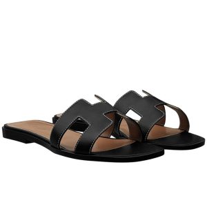 Her..mes Women's Oran Sandal, Box Calfskin Sandal, Luxury Footwear