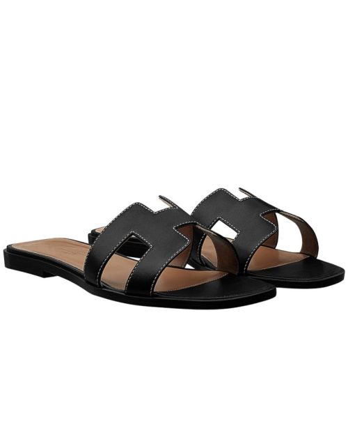 Her..mes Women's Oran Sandal, Box Calfskin Sandal, Luxury Footwear