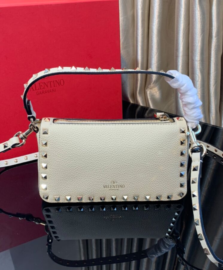 Valen.tino Small Rockstud Grainy Calfskin Crossbody Bag