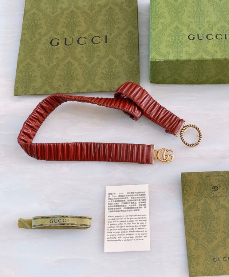 G.U.C.C Logo Buckle Belts Red