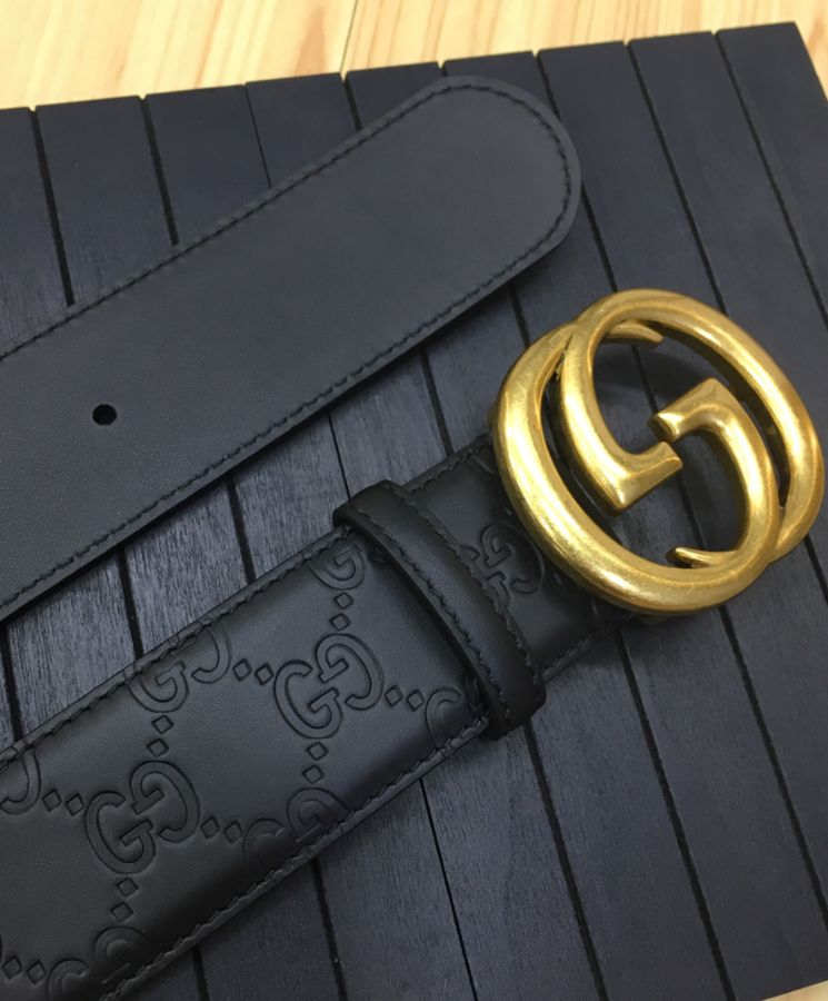 G.U.C.C Leather Belt, Double G Buckle, Luxury Leather Belt, Designer Accessories