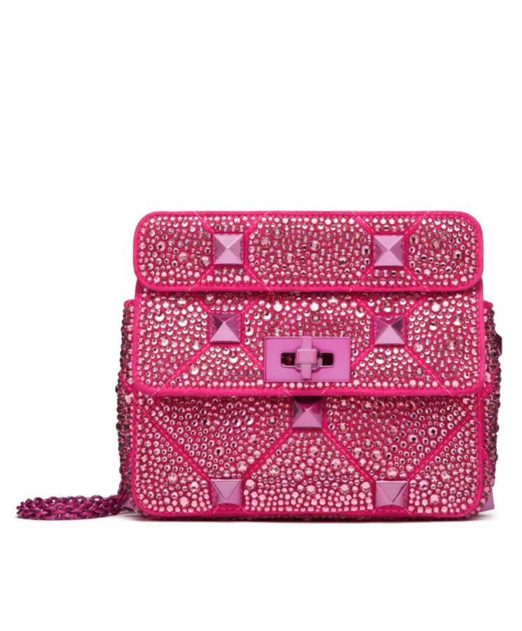 Valen.tino Small Roman Stud The Shoulder Bag And Chain With Sparkling Embroidery