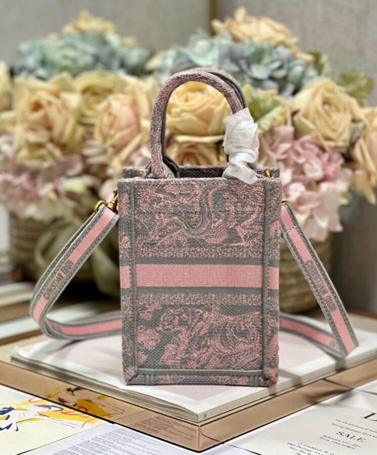 Di.ar Mini Di.ariviera Di.ar Book Tote Phone Bag Pink