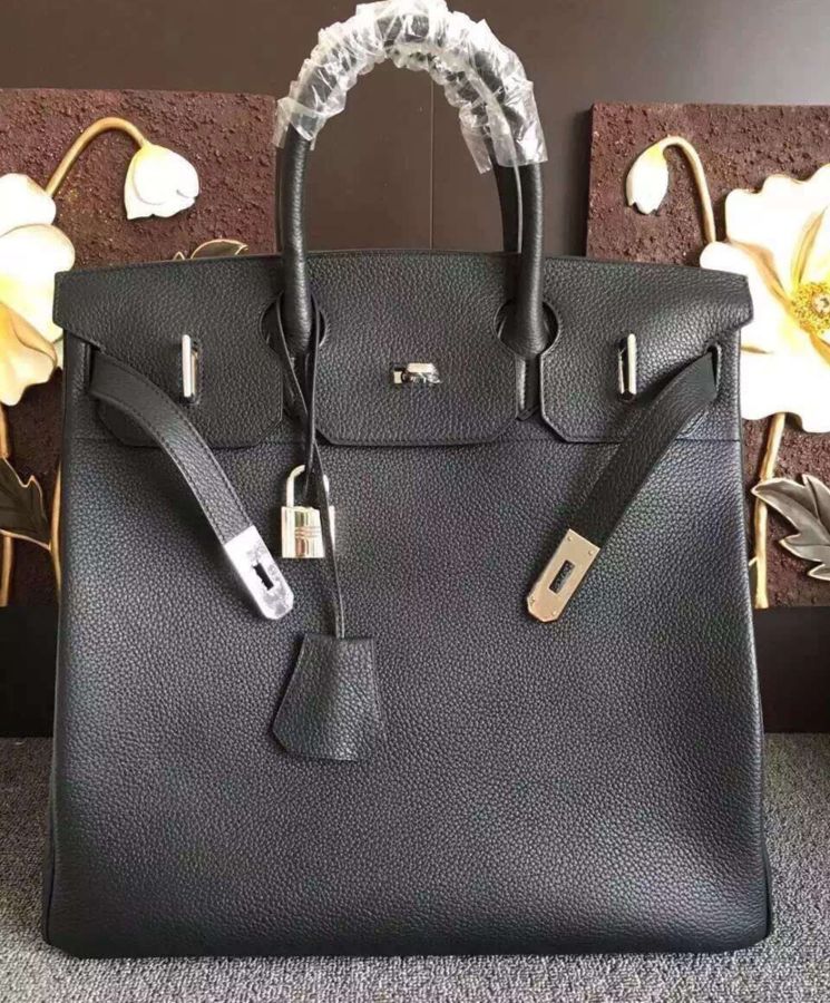 Her..mes Birkin Hac 40 Bag Etoupe ck18 Togo Leather Handstitched