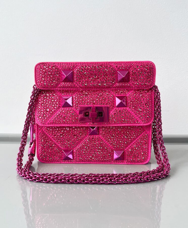 Valen.tino Small Roman Stud The Shoulder Bag And Chain With Sparkling Embroidery