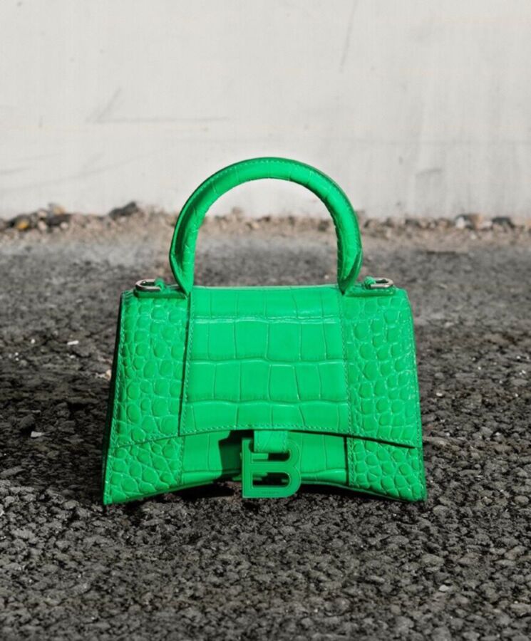 Balen.ciaga Hourglass XS Top Handle Handbag Green