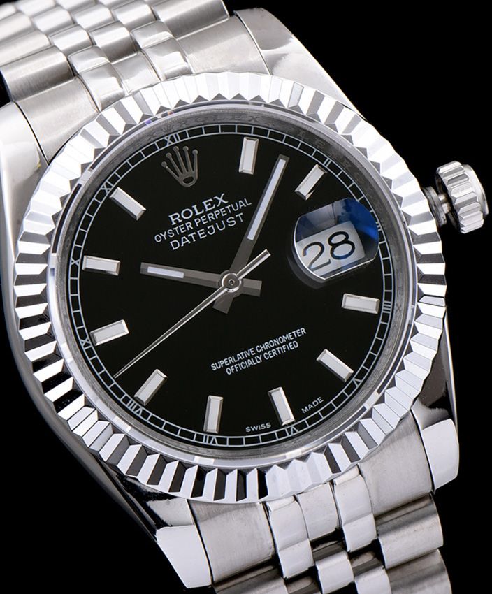 Ro.le.x Men s Stainless Steel Datejust Watches Black