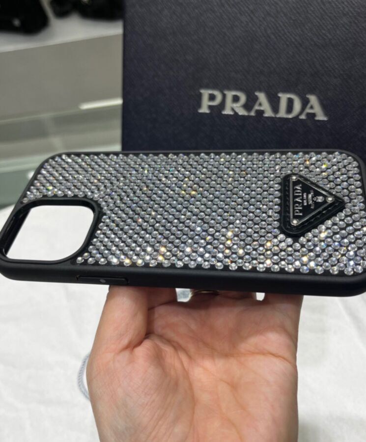 Pra.-da Crystal-studded iPhone Cover 1ZH133 Black