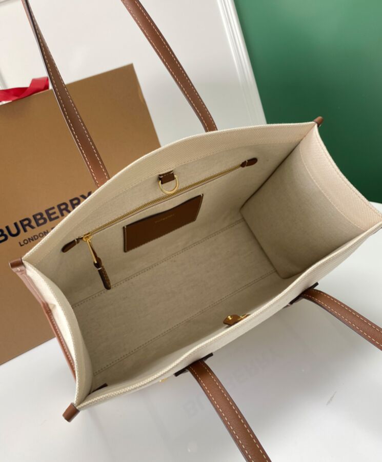 Bur.berri Two-tone Canvas And Leather Small Freya Tote