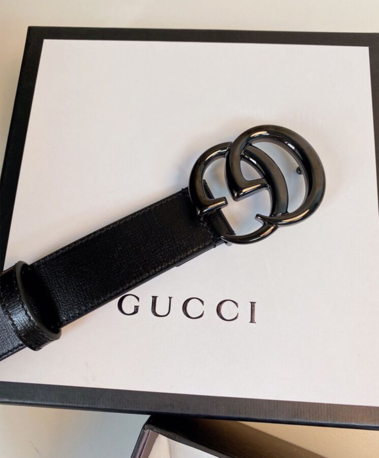 G.U.C.C GG Marmont Thin Belt Black