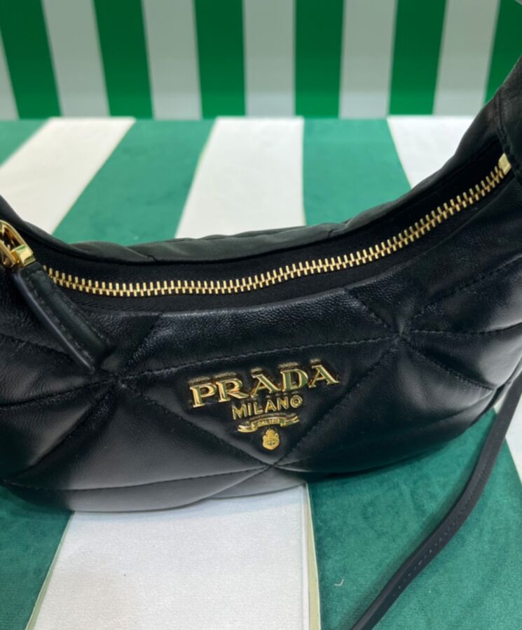 Pra.-da Nappa-leather Mini Bag With Topstitching 1BA384 Black