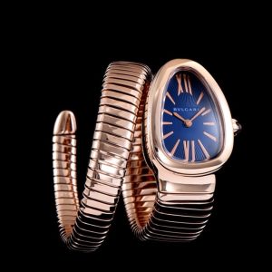 Bvl.gar Rose-Gold Automatic, Women's Luxury Watch, Rose-Gold Bracelet Watch, Blue Dial Watch