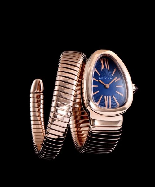 Bvl.gar Rose-Gold Automatic, Women's Luxury Watch, Rose-Gold Bracelet Watch, Blue Dial Watch