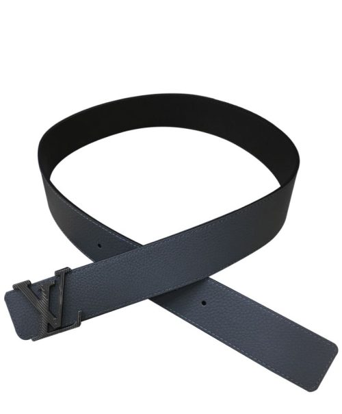 L.*V L.*V, L.*V Initiales Reversible, Dark Gray Leather Belt, Taurillon Leather, L.*V Signature Buckle