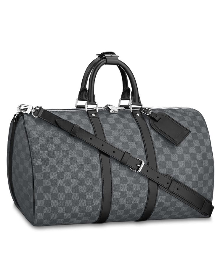 L.*V Damier Graphite Canvas Keepall N41418 Black