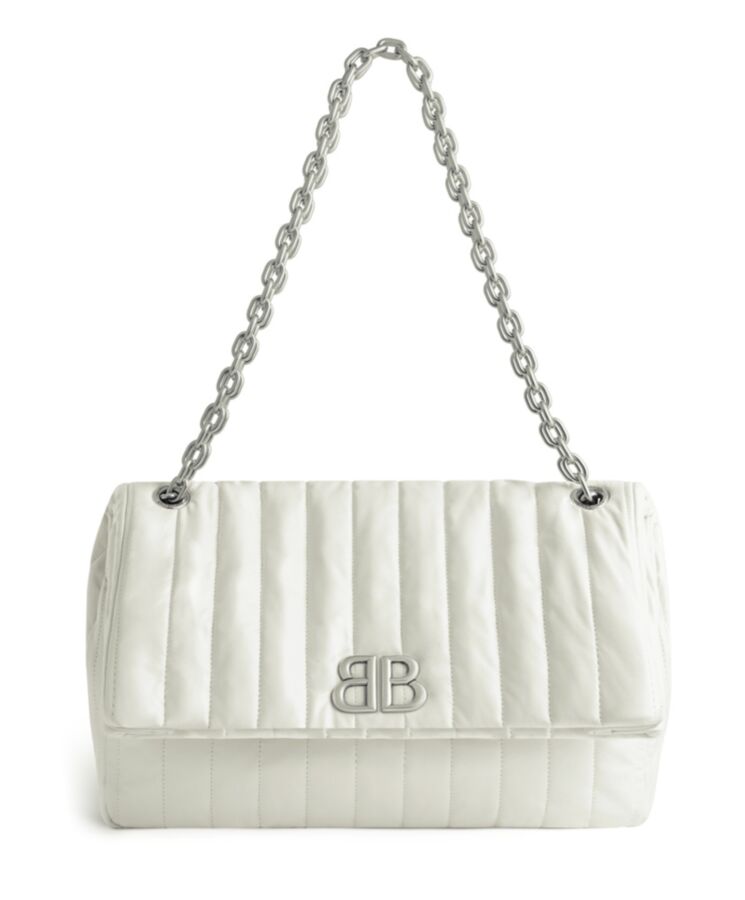 Balen.ciaga Monaco Medium Chain Bag Quilted Cream