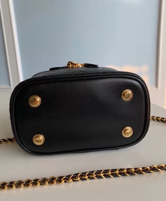 L.*V Vanity PM M57118, Black Embossed Lambskin, Luxury Compact Handbag, Fall-Winter 2020