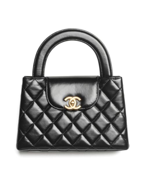 Cha.nel Mini Shopping Bag, AS4416 Black, Shiny Aged Calfskin, Gold-Tone Metal, Luxury Handbag