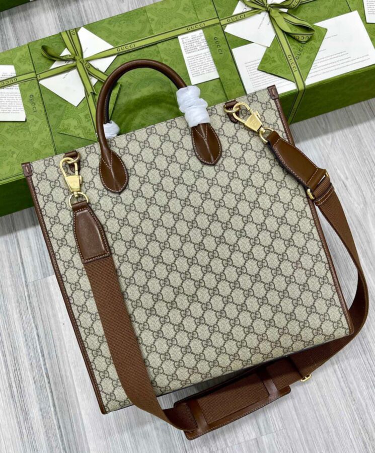 G.U.C.C Medium Tote, Luxury Fashion Tote Bag, Interlocking G 674155 Coffee, Monogram Canvas Bag